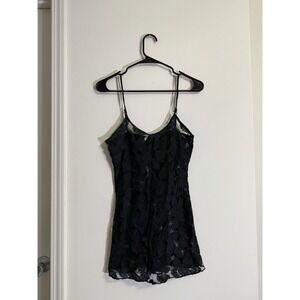 Y2K Floral Black Sheer Lined Cami Tank Top 2000s Festival Hippie Basic Casual‎ S